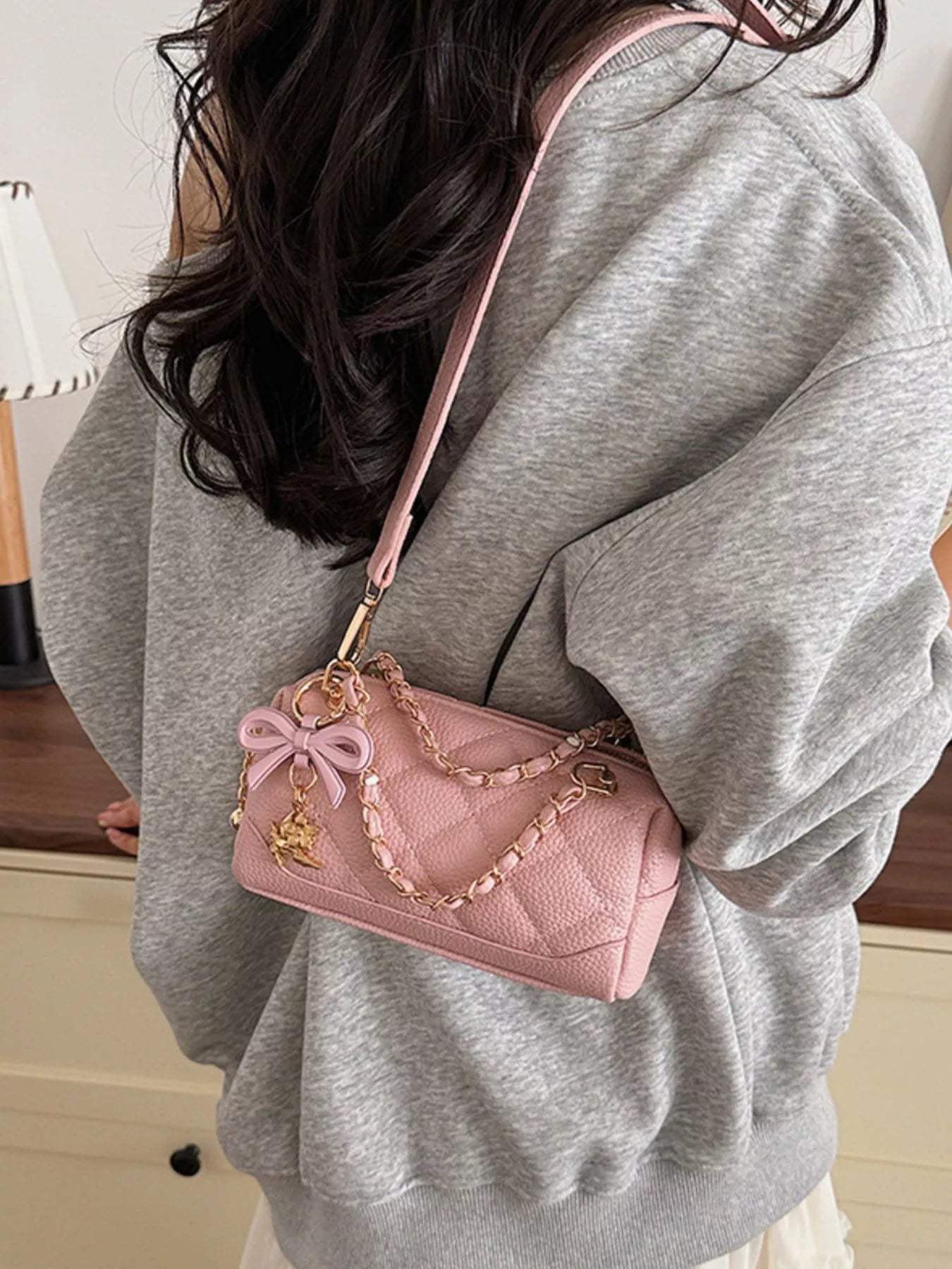 Quilted Chain Crossbody Bag - Trendsi - Flyclothing LLC