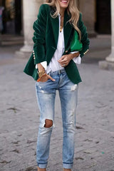 Lapel Collar One Button Blazer - Trendsi