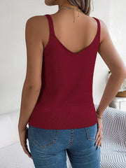 Openwork Scoop Neck Knit Vest - Trendsi