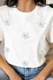 Flower Round Neck Short Sleeve T-Shirt - Trendsi - Flyclothing LLC