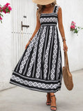 Printed Square Neck Wide Strap Cami Dress - Trendsi