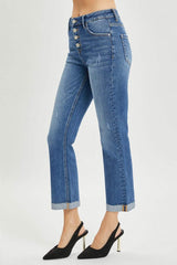 RISEN Full Size Button Fly Cropped Bootcut Jeans - Trendsi - Flyclothing LLC