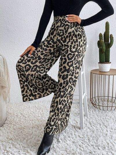 Printed Elastic Waist Wide Leg Pants - Trendsi - Flyclothing LLC