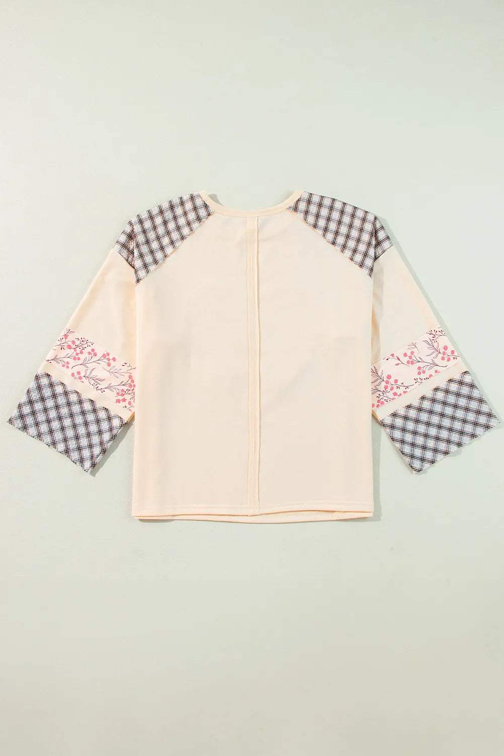 Heart Plaid Round Neck Long Sleeve Blouse - Trendsi - Flyclothing LLC