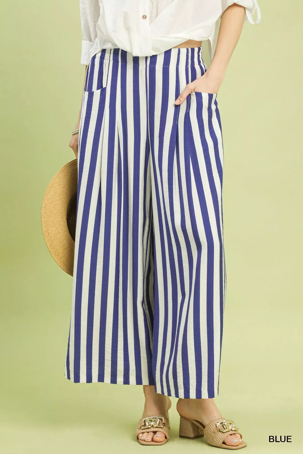 Umgee Vertical Stripe Wide Leg Pants - Trendsi - Flyclothing LLC