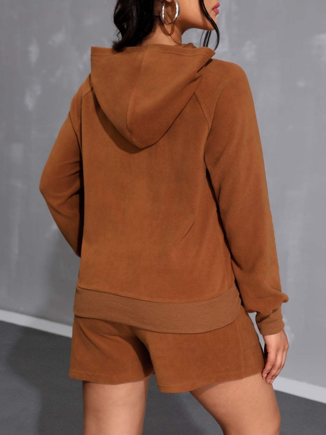 Long Sleeve Hoodie and Pocketed Shorts Set - Trendsi - Flyclothing LLC