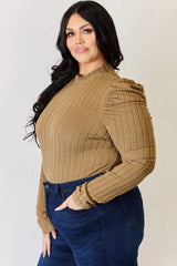 Basic Bae Full Size Ribbed Mock Neck Puff Sleeve T-Shirt - ShopBasicbae - Flyclothing LLC
