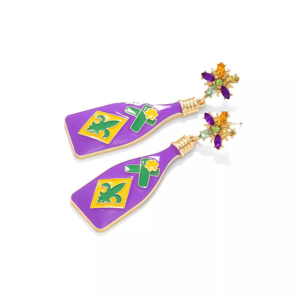 Mardi Gras Bottle Dangle Earrings - Trendsi - Flyclothing LLC