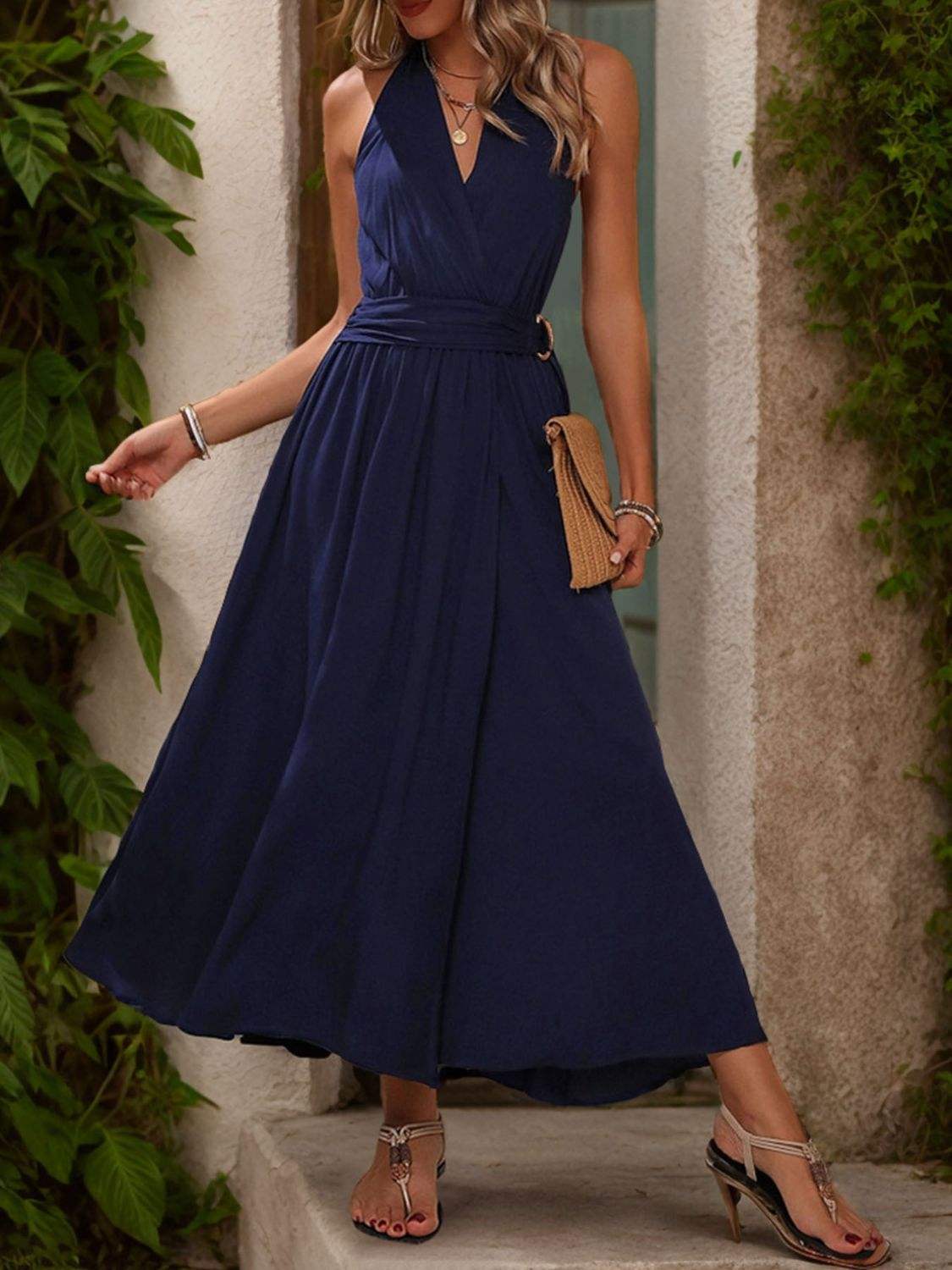 Slit Halter Neck Dress - Trendsi - Flyclothing LLC