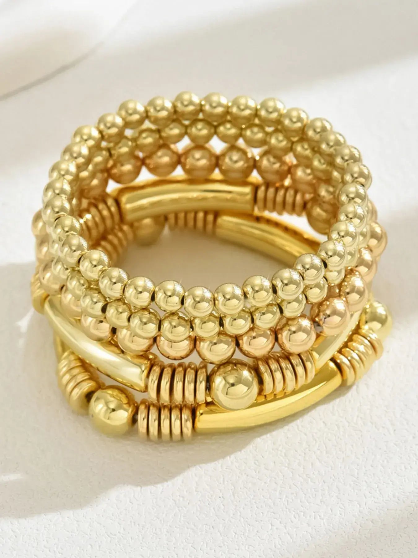 5 Piece Stainless Steel Beaded Bracelet - Trendsi - Flyclothing LLC