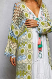 POL Scalloped Edge Open Front Crochet Cardigan with Colorful Stripe Pattern - Trendsi - Flyclothing LLC