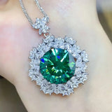 10 Carat Moissanite 925 Sterling Silver Pendant Necklace - Trendsi