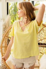 BiBi Tied Detail Short Sleeve T-Shirt - Trendsi - Flyclothing LLC
