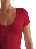 Lovelet Scoop Neck Short Sleeve T-Shirt - Trendsi - Flyclothing LLC