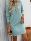 Striped Round Neck Long Sleeve Mini Dress - Trendsi - Flyclothing LLC