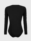 Round Neck Long Sleeve Bodysuit - Trendsi