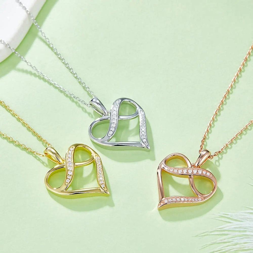 Moissanite 925 Sterling Silver Heart Necklace - Trendsi