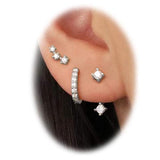 Womens Brass Earrings Set With Silver Needles And Real Gold Plating - My Store - Flyclothing LLC