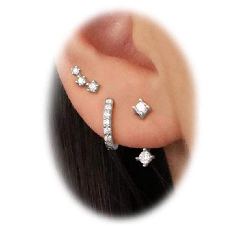 Womens Brass Earrings Set With Silver Needles And Real Gold Plating - My Store - Flyclothing LLC