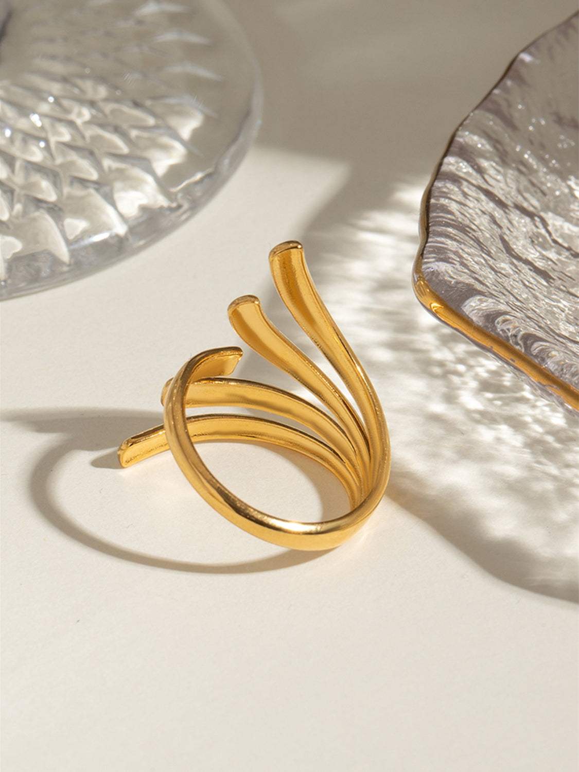18K Gold-Plated Stainless Steel Irregular Open Ring - Trendsi - Flyclothing LLC