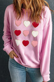 Contrast Heart Long Sleeve Sweatshirt - Trendsi - Flyclothing LLC