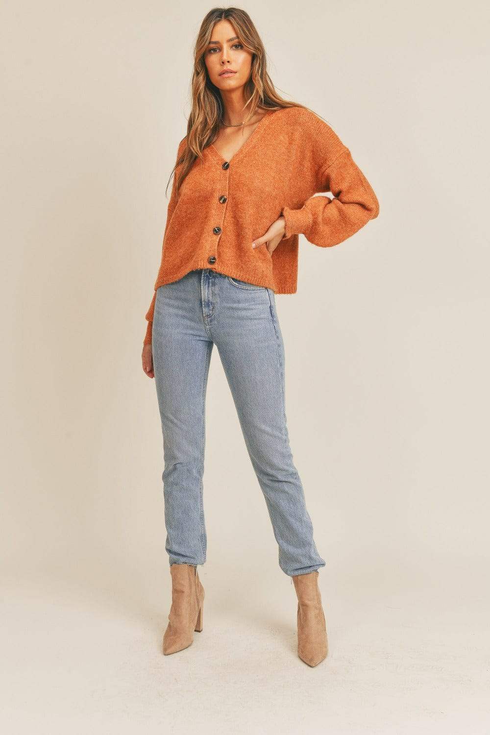 MABLE Long Sleeve Button Down Sweater Cardigan - Trendsi - Flyclothing LLC