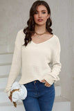 V-Neck Drop Shoulder Sweater - Trendsi - Flyclothing LLC