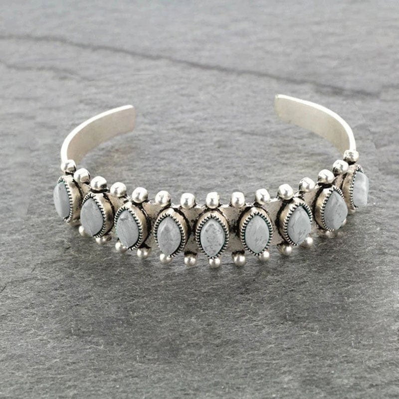 Artificial Turquoise Alloy Open Bracelet - Trendsi