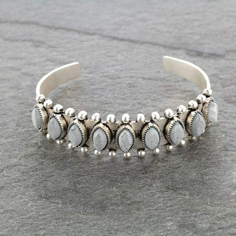 Artificial Turquoise Alloy Open Bracelet - Trendsi - Flyclothing LLC