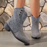 Suede Point Toe Block Heel Boots - Trendsi - Flyclothing LLC