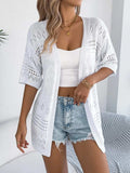 Openwork Open Front Half Sleeve Cardigan - Trendsi - Flyclothing LLC