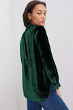 Frill Half Button Mock Neck Long Sleeve Blouse - Trendsi - Flyclothing LLC