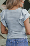 Textured Round Neck Cap Sleeve Top - Trendsi - Flyclothing LLC
