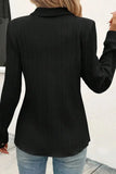 Textured Collared Neck Long Sleeve Shirt - Trendsi