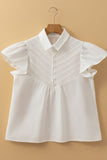 Lace Patchwork Ruffled Cap Sleeve Blouse - Trendsi