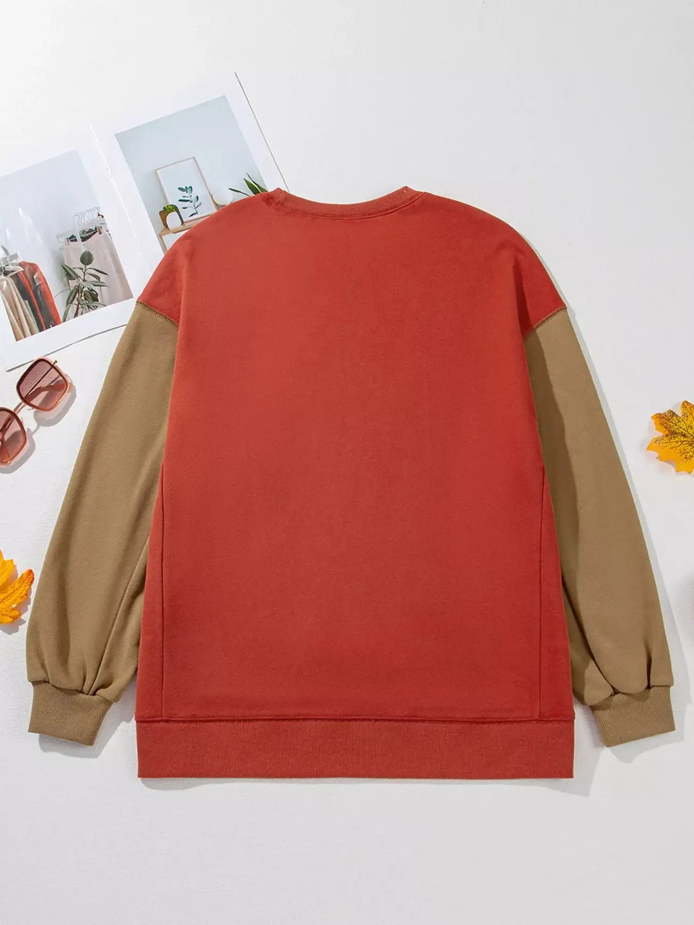 Halloween Glitter Ghost Patched Pattern Color Block Sweatshirt - Trendsi - Flyclothing LLC