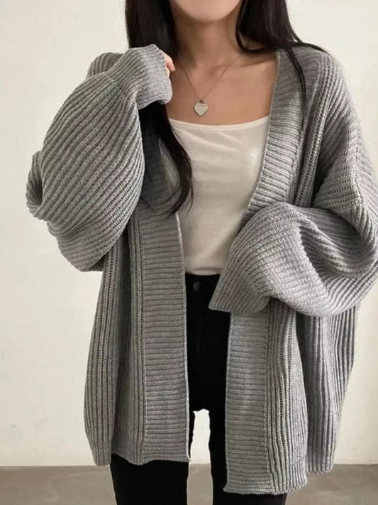 Open Front Oversized Knit Cardigan - Trendsi - Flyclothing LLC
