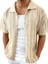 Men's Button Down Collared Neck Hollow Out Shirt - Trendsi - Flyclothing LLC