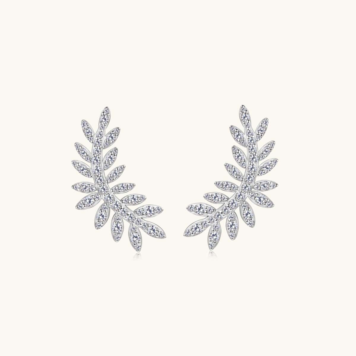 Moissanite 925 Sterling Silver Leaf Shape Stud Earrings - Trendsi