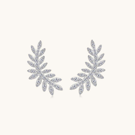 Moissanite 925 Sterling Silver Leaf Shape Stud Earrings - Trendsi