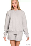 Zenana Fleece Long Sleeve Sweatshirts & Shorts Set - Trendsi - Flyclothing LLC
