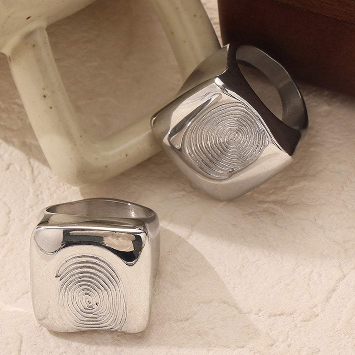 Titanium Steel Fingerprint Signet Ring - Trendsi - Flyclothing LLC