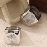 Titanium Steel Fingerprint Signet Ring - Trendsi - Flyclothing LLC