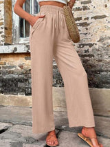 Tied High Waist Wide Leg Pants with Pockets - Trendsi - Flyclothing LLC