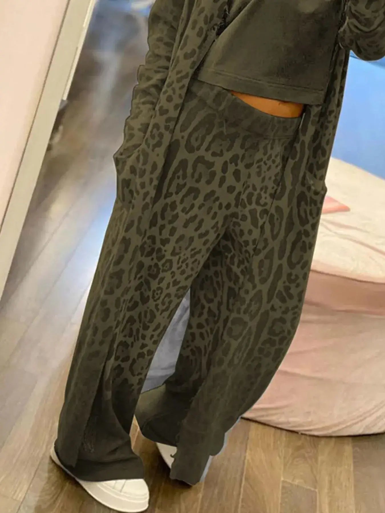 Long Sleeve Longline Outerwear and Pants Set - Trendsi - Flyclothing LLC
