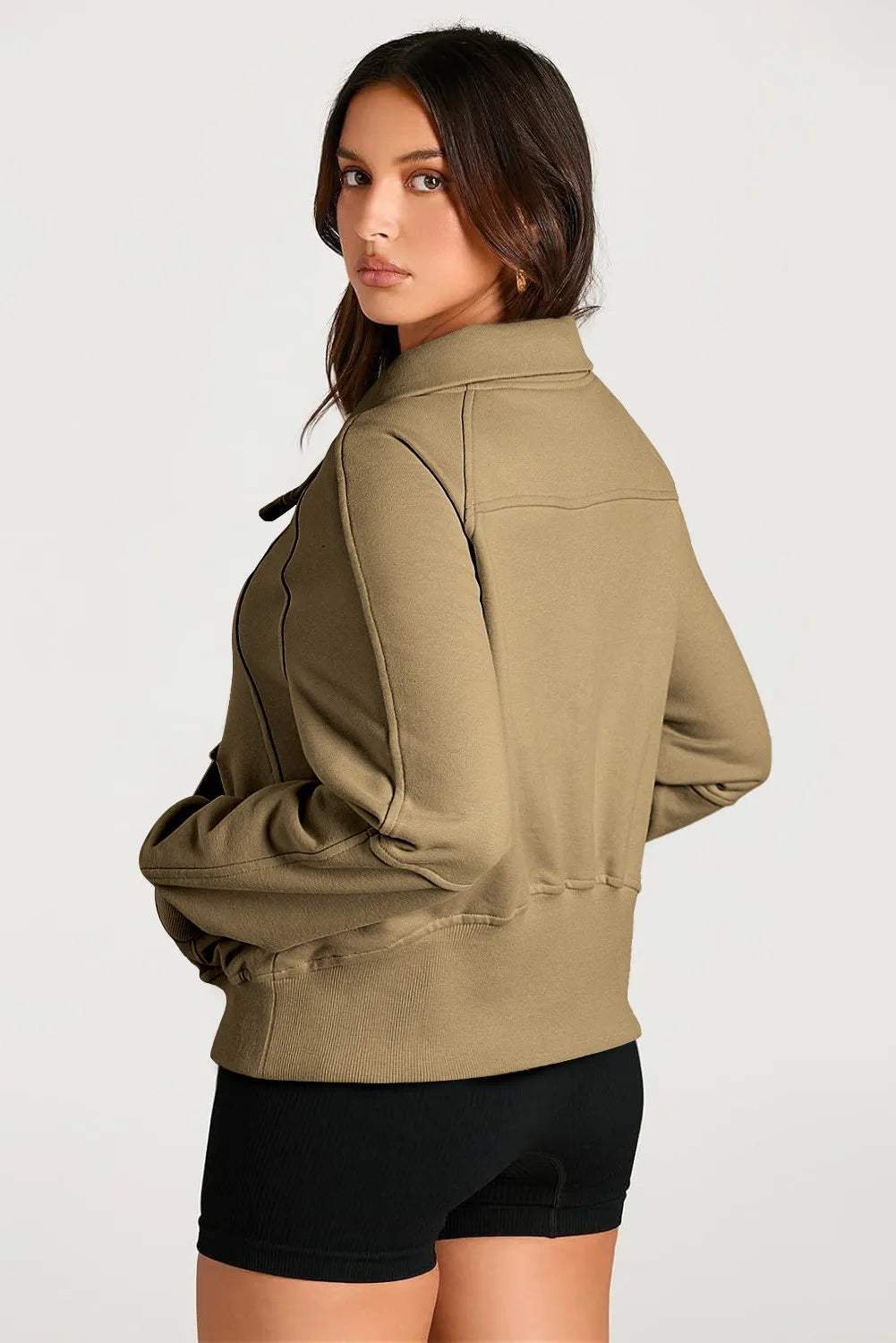 Half Zip Long Sleeve Sweatshirt - Trendsi - Flyclothing LLC