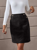 Decorative Button Slit Mini Skirt - Trendsi - Flyclothing LLC