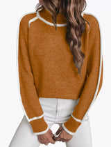 Full Size Turtleneck Contrast Trim Sweater Plus Size - Trendsi - Flyclothing LLC