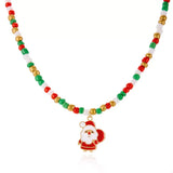 Christmas Themed Beaded Pendant Necklace - Trendsi - Flyclothing LLC
