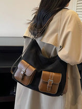 Buckle Pocket Shoulder Handbag - Trendsi - Flyclothing LLC